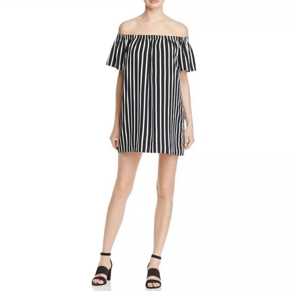 French Connection Vertical Stripe Off the Shoulder Tunic Top and/or Mini Dress - Picture 5 of 8